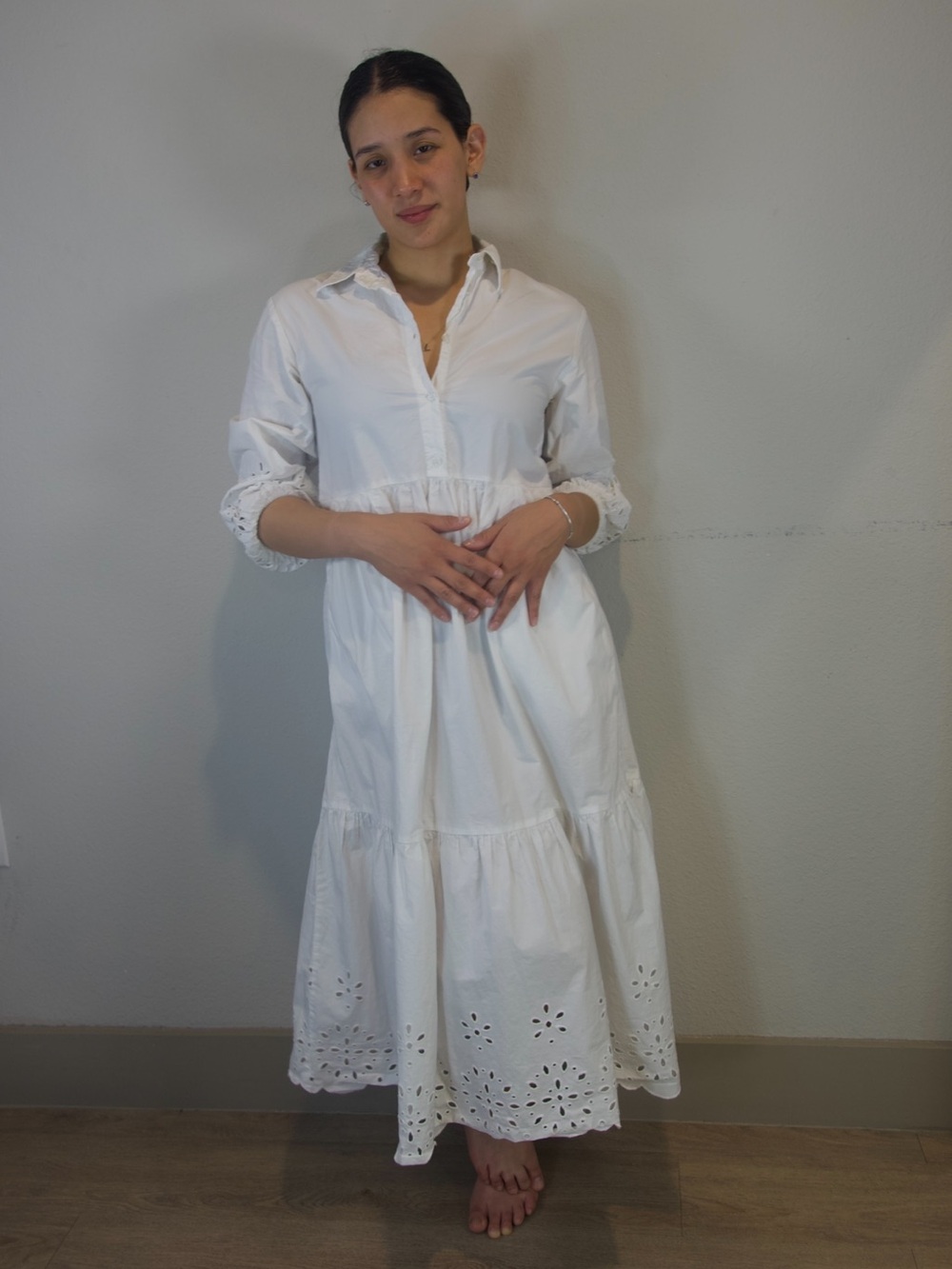 Maeve The Bettina Tiered Shirt Dress Eyelet Edition